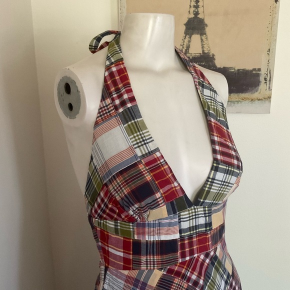 Vintage J. Crew Madras Plaid Halter Dress 2 - Picture 3 of 6